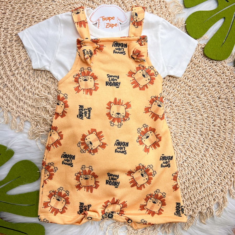 Conj. Camiseta e Jardineira Sunny Lion Roar - Laranja